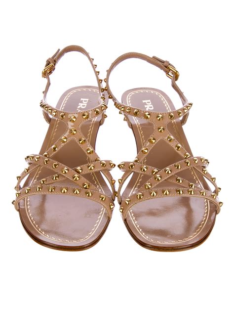 prada sandlea|Prada studded pony skin sandals.